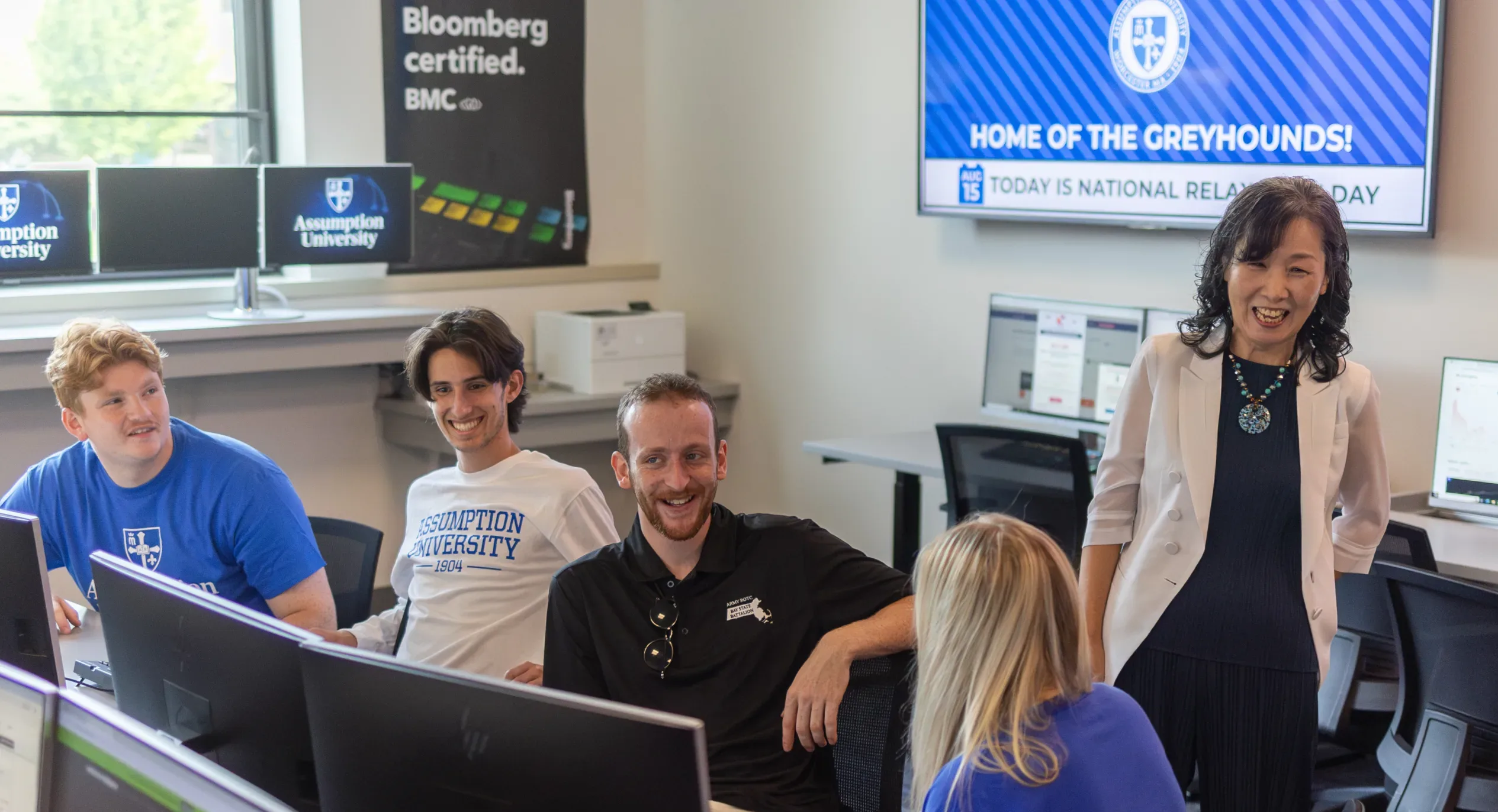 Students in the Lagarce Trading Room.