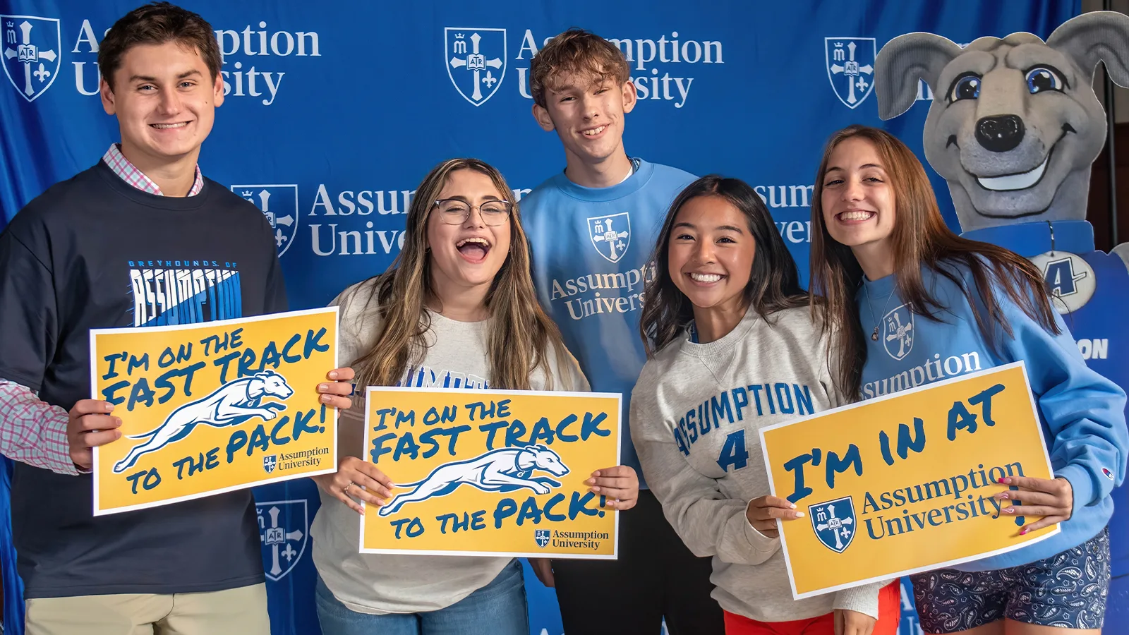 Students attend a Fast Track to the Pack event at Assumption University